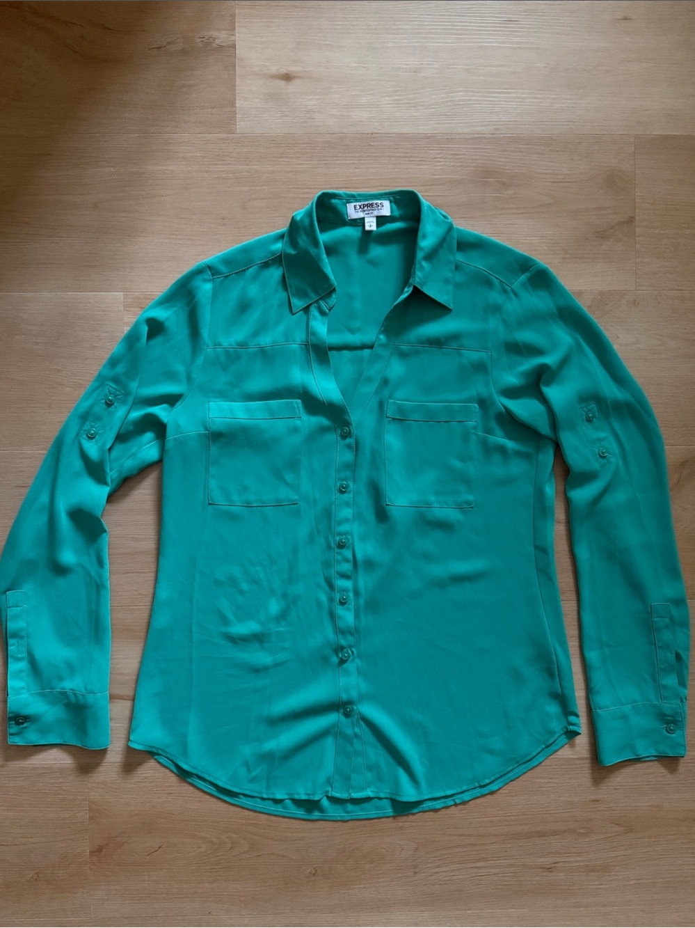 Express Emerald Green Portofino Button-Up Shirt